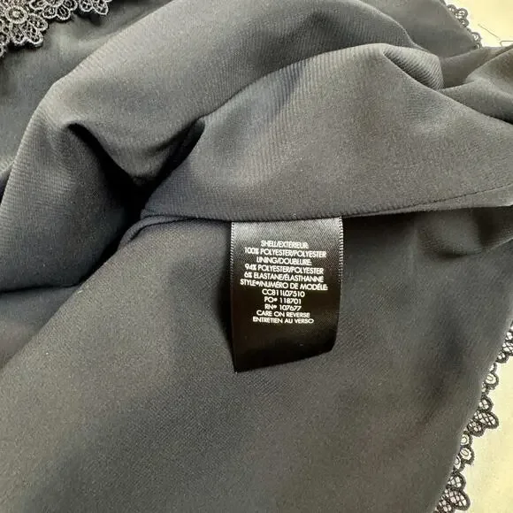 Alice + Olivia Lennon V-Neck Black Lace Mini Cocktail Dress Women's 4 Scalloped - Picture 12 of 16